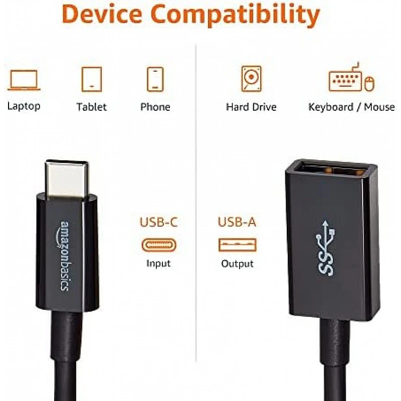 Amazon Basics USB-C to USB-A 3.1 Gen1 Female Adapter Cable Converter, 5Gbps High-Speed, USB-IF Certified, for Laptops, Tablets,Black Amazon Basics USB-C to USB-A 3.1 Gen1 Female Adapter Cable Converter, 5Gbps High-Speed, USB-IF Certified, for Laptops, Tablets,Black