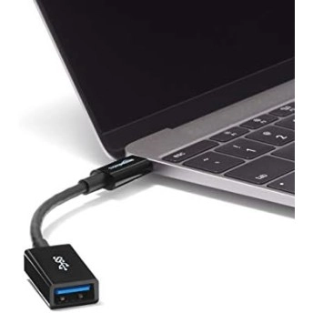 Amazon Basics USB-C to USB-A 3.1 Gen1 Female Adapter Cable Converter, 5Gbps High-Speed, USB-IF Certified, for Laptops, Tablets,Black