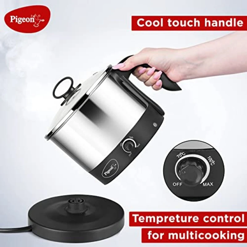 Pigeon Kessel Multipurpose Kettle (12173) 1.2 litres with Stainless Steel Body 600 Watt Black and Silver Pigeon Kessel Multipurpose Kettle (12173) 1.2 litres with Stainless Steel Body 600 Watt Black and Silver