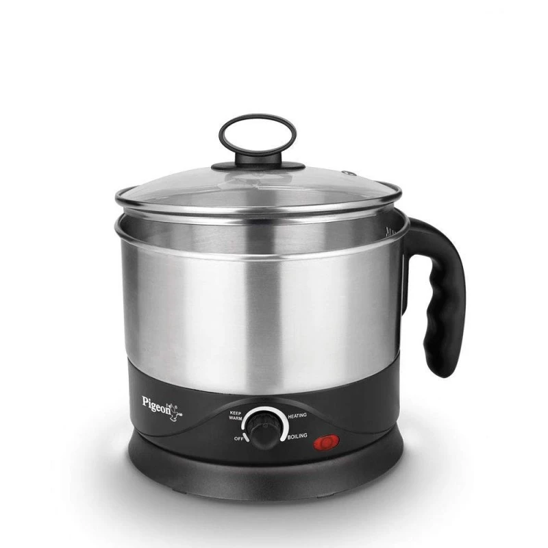 Pigeon Kessel Multipurpose Kettle (12173) 1.2 litres with Stainless Steel Body 600 Watt Black and Silver Pigeon Kessel Multipurpose Kettle (12173) 1.2 litres with Stainless Steel Body 600 Watt Black and Silver
