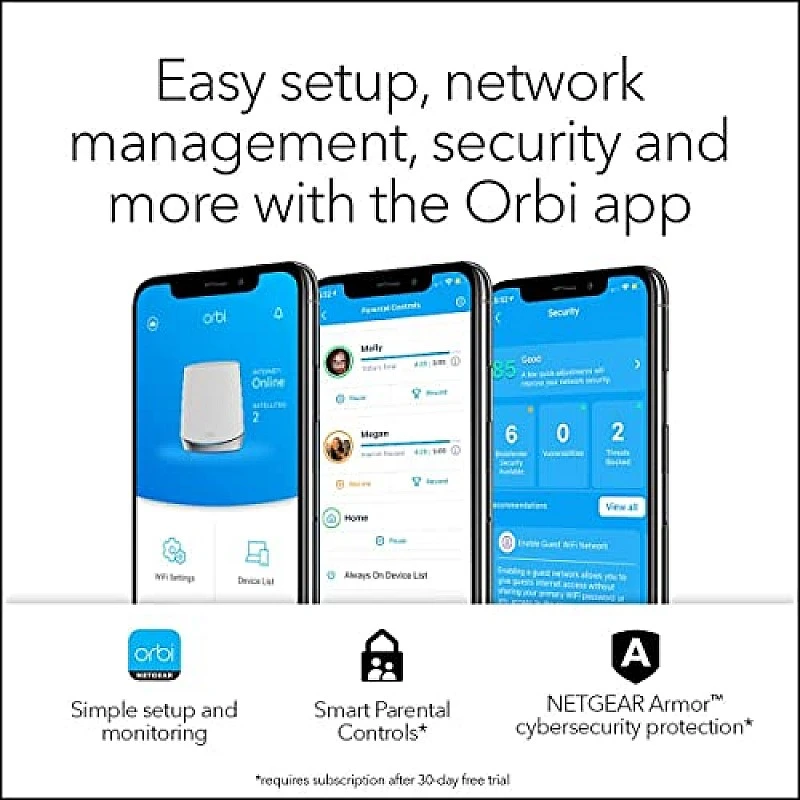 Netgear Orbi High Performance AC3000 Tri-Band Whole Home Mesh WiFi System with 3Gbps Speed (RBK50, 1 Router & 1 Satellite Covers Upto 5000 sqft) Netgear Orbi High Performance AC3000 Tri-Band Whole Home Mesh WiFi System with 3Gbps Speed (RBK50, 1 Router & 1 Satellite Covers Upto 5000 sqft)