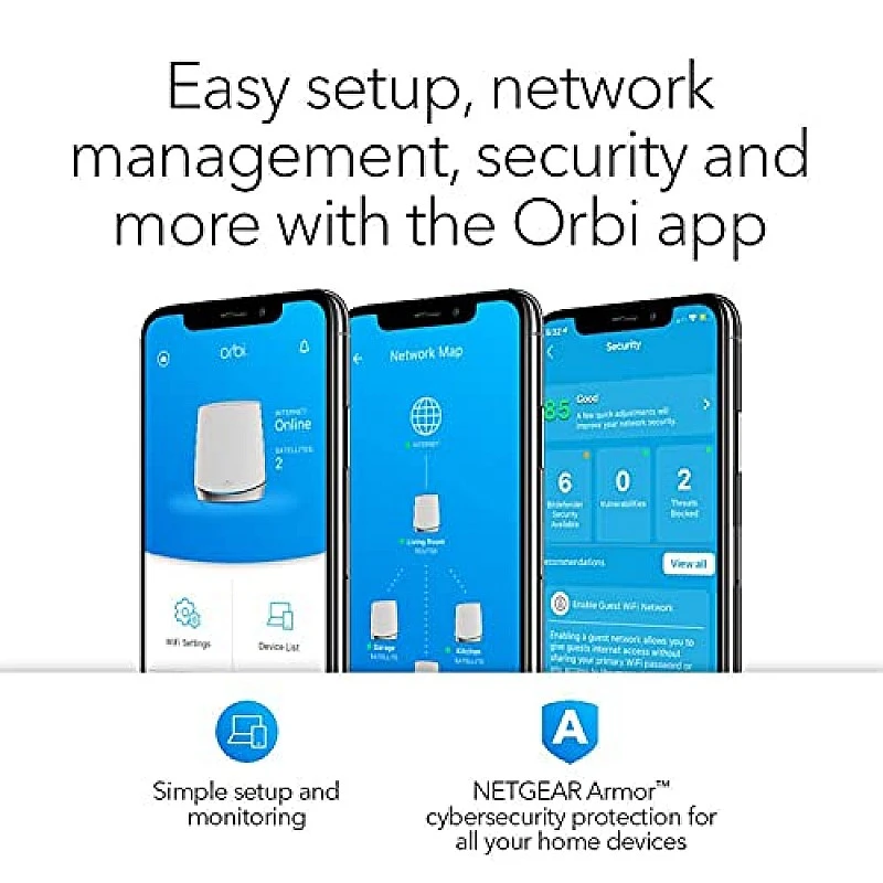 Netgear Orbi High Performance AC3000 Tri-Band Whole Home Mesh WiFi System with 3Gbps Speed (RBK50, 1 Router & 1 Satellite Covers Upto 5000 sqft) Netgear Orbi High Performance AC3000 Tri-Band Whole Home Mesh WiFi System with 3Gbps Speed (RBK50, 1 Router & 1 Satellite Covers Upto 5000 sqft)