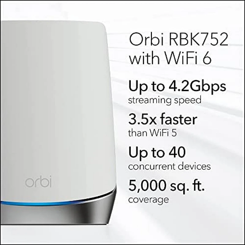 Netgear Orbi High Performance AC3000 Tri-Band Whole Home Mesh WiFi System with 3Gbps Speed (RBK50, 1 Router & 1 Satellite Covers Upto 5000 sqft) Netgear Orbi High Performance AC3000 Tri-Band Whole Home Mesh WiFi System with 3Gbps Speed (RBK50, 1 Router & 1 Satellite Covers Upto 5000 sqft)
