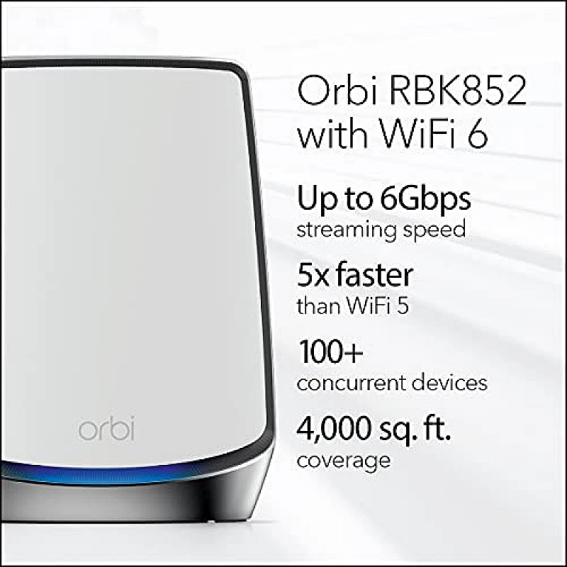 Netgear Orbi High Performance AC3000 Tri-Band Whole Home Mesh WiFi System with 3Gbps Speed (RBK50, 1 Router & 1 Satellite Covers Upto 5000 sqft) Netgear Orbi High Performance AC3000 Tri-Band Whole Home Mesh WiFi System with 3Gbps Speed (RBK50, 1 Router & 1 Satellite Covers Upto 5000 sqft)