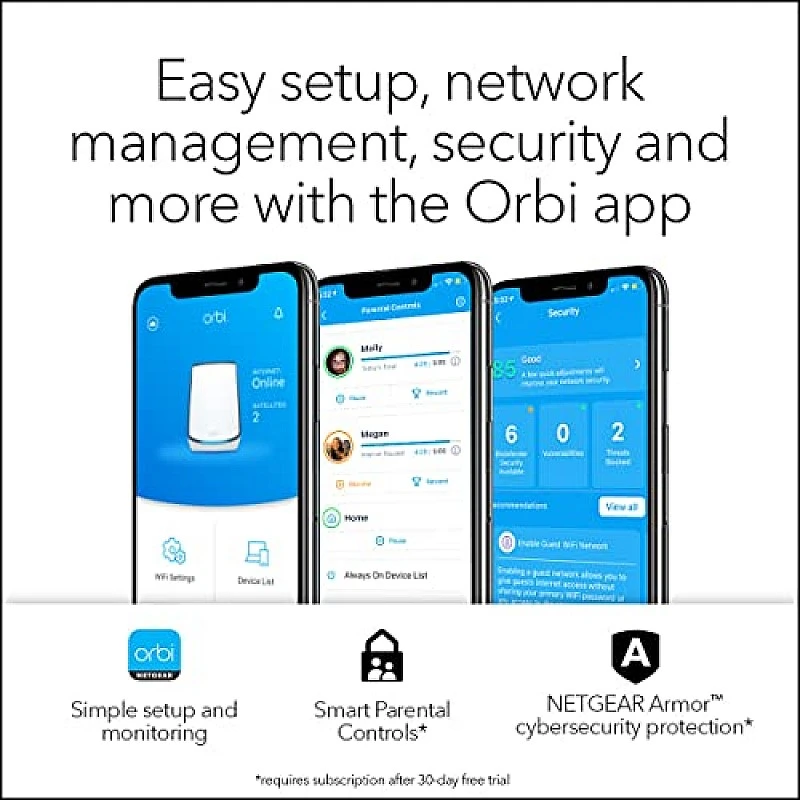 Netgear Orbi High Performance AC3000 Tri-Band Whole Home Mesh WiFi System with 3Gbps Speed (RBK50, 1 Router & 1 Satellite Covers Upto 5000 sqft) Netgear Orbi High Performance AC3000 Tri-Band Whole Home Mesh WiFi System with 3Gbps Speed (RBK50, 1 Router & 1 Satellite Covers Upto 5000 sqft)