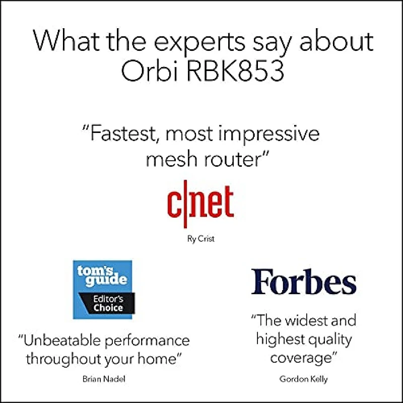 Netgear Orbi High Performance AC3000 Tri-Band Whole Home Mesh WiFi System with 3Gbps Speed (RBK50, 1 Router & 1 Satellite Covers Upto 5000 sqft) Netgear Orbi High Performance AC3000 Tri-Band Whole Home Mesh WiFi System with 3Gbps Speed (RBK50, 1 Router & 1 Satellite Covers Upto 5000 sqft)