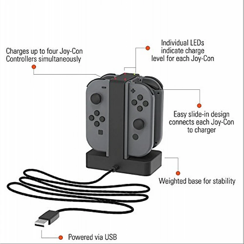 PowerA Joy-Con Charging Dock For Nintendo Switch, Black (Officially Licensed), USB PowerA Joy-Con Charging Dock For Nintendo Switch, Black (Officially Licensed), USB