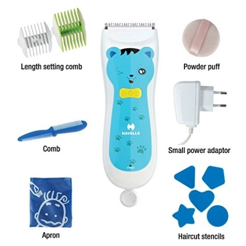 Havells Corded Electric BC1001 Rechargeable Baby Hair Clipper with hypoallergenic ceramic blade, (Blue) Havells Corded Electric BC1001 Rechargeable Baby Hair Clipper with hypoallergenic ceramic blade, (Blue)