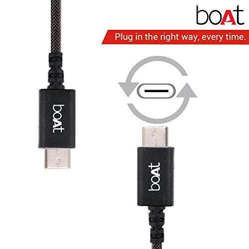 boAt Indestructible USB Type-C to USB-A 2.0 Male Cable for Type C Phones, 1 Meter (3.3 Feet) -(Black)