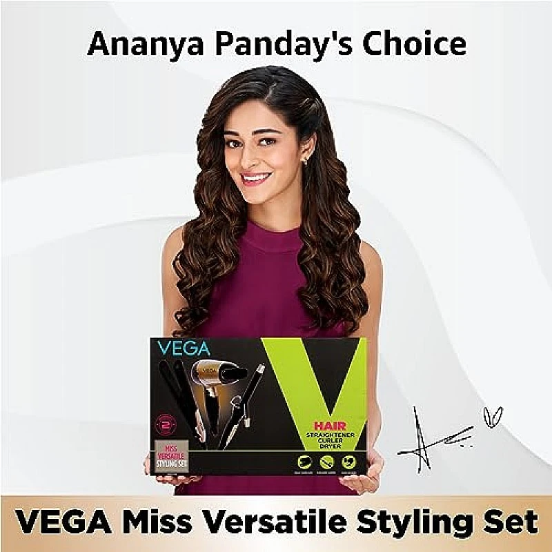 VEGA VHSS-03 Miss Versatile Styling Set Straightener, Curler & Dryer Gift Combo Black VEGA VHSS-03 Miss Versatile Styling Set Straightener, Curler & Dryer Gift Combo Black