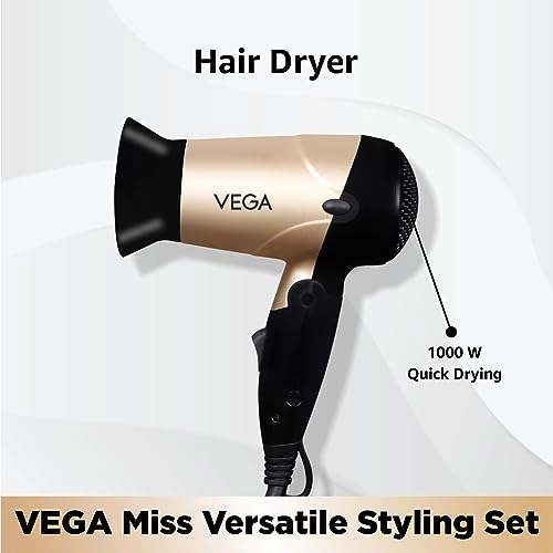 VEGA VHSS-03 Miss Versatile Styling Set Straightener, Curler & Dryer Gift Combo Black VEGA VHSS-03 Miss Versatile Styling Set Straightener, Curler & Dryer Gift Combo Black