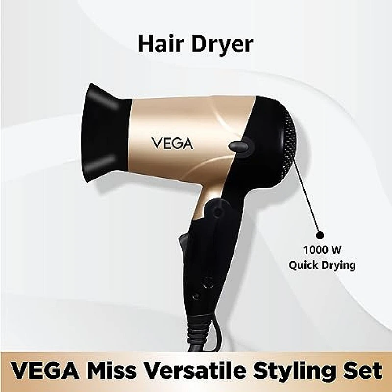 VEGA VHSS-03 Miss Versatile Styling Set Straightener, Curler & Dryer Gift Combo Black VEGA VHSS-03 Miss Versatile Styling Set Straightener, Curler & Dryer Gift Combo Black