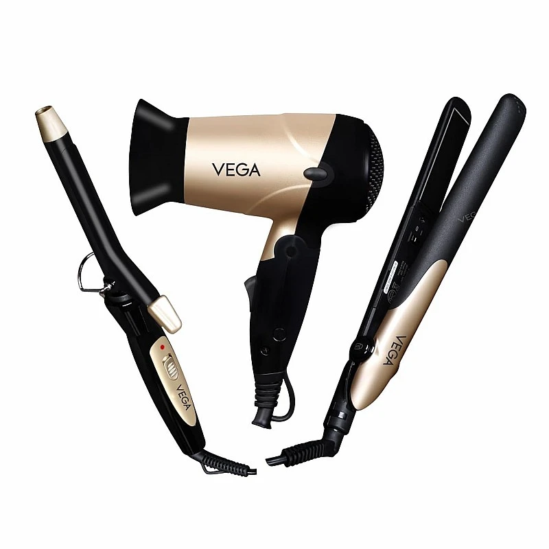 VEGA VHSS-03 Miss Versatile Styling Set Straightener, Curler & Dryer Gift Combo Black VEGA VHSS-03 Miss Versatile Styling Set Straightener, Curler & Dryer Gift Combo Black
