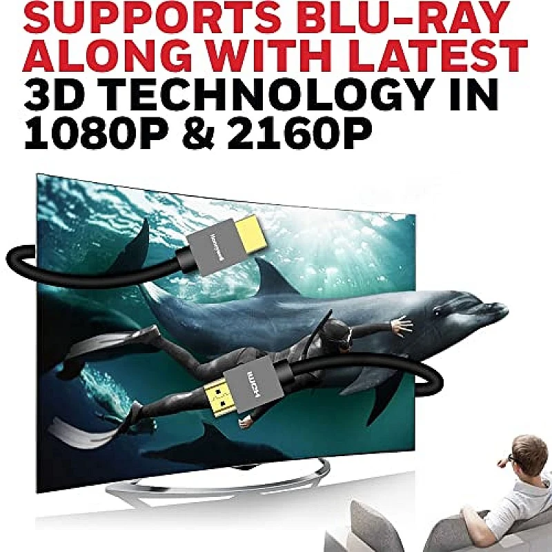 Honeywell High-Speed HDMI v2.0 Cable with Ethernet, 18 GBPS Transmission Speed, Supports 3D/4K@60Hz Ultra HD Resolution, - 3 Meter Honeywell High-Speed HDMI v2.0 Cable with Ethernet, 18 GBPS Transmission Speed, Supports 3D/4K@60Hz Ultra HD Resolution, - 3 Meter