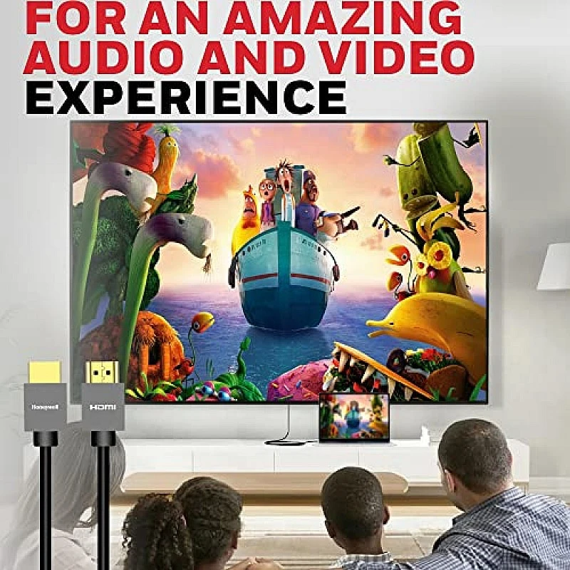 Honeywell High-Speed HDMI v2.0 Cable with Ethernet, 18 GBPS Transmission Speed, Supports 3D/4K@60Hz Ultra HD Resolution, - 3 Meter Honeywell High-Speed HDMI v2.0 Cable with Ethernet, 18 GBPS Transmission Speed, Supports 3D/4K@60Hz Ultra HD Resolution, - 3 Meter