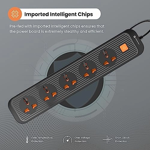 Portronics Power Plate II Extension Board - 1500W - 3 USB Ports, 3 Power Sockets, Overload Protection, Eco-Friendly, 2M Cord Length(Black) Portronics Power Plate II Extension Board - 1500W - 3 USB Ports, 3 Power Sockets, Overload Protection, Eco-Friendly, 2M Cord Length(Black)