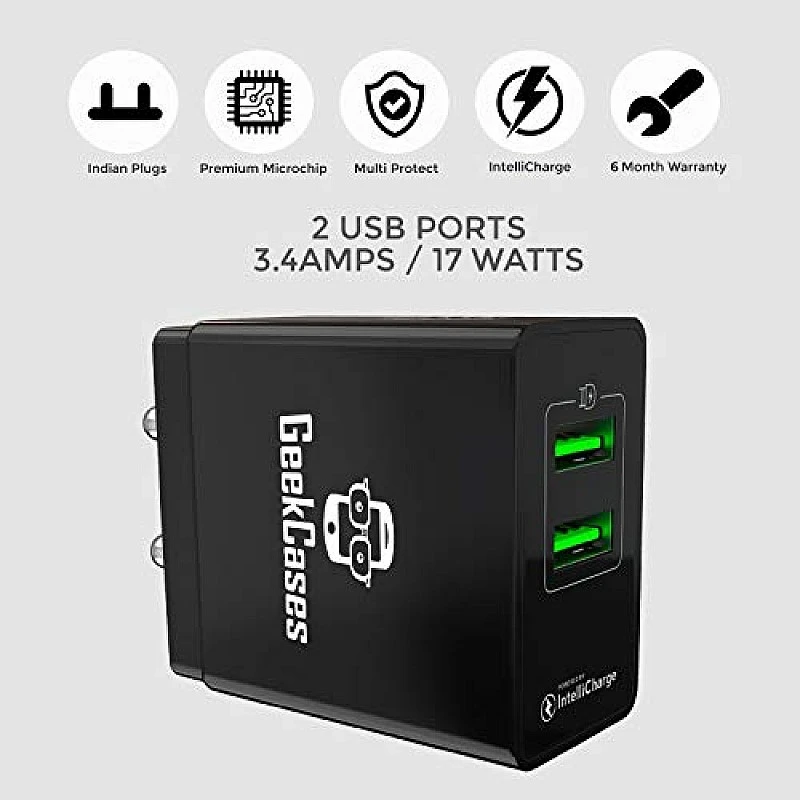 GeekCases ZipCube 2 USB / 3.4A Universal Wall Charger Adapter (Black, with Micro USB Cable) GeekCases ZipCube 2 USB / 3.4A Universal Wall Charger Adapter (Black, with Micro USB Cable)