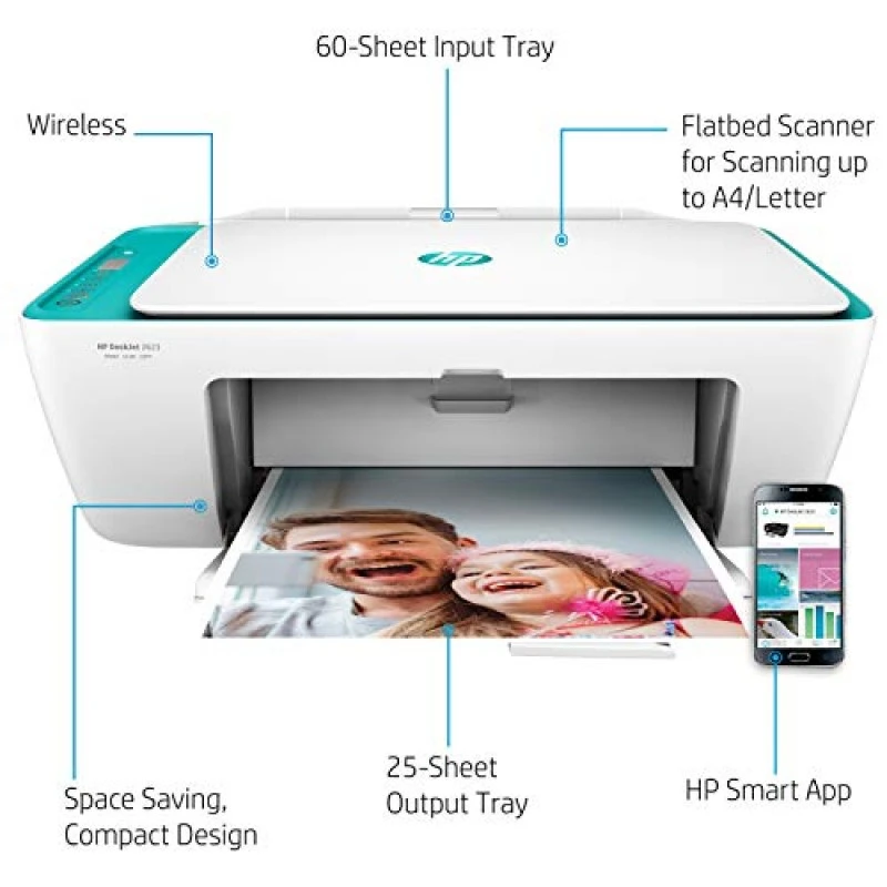 HP DeskJet 2623 All-in-One Wireless Colour Inkjet Printer White with Voice-Activated Printing Compatible with Alexa and Google Assistant HP DeskJet 2623 All-in-One Wireless Colour Inkjet Printer White with Voice-Activated Printing Compatible with Alexa and Google Assistant