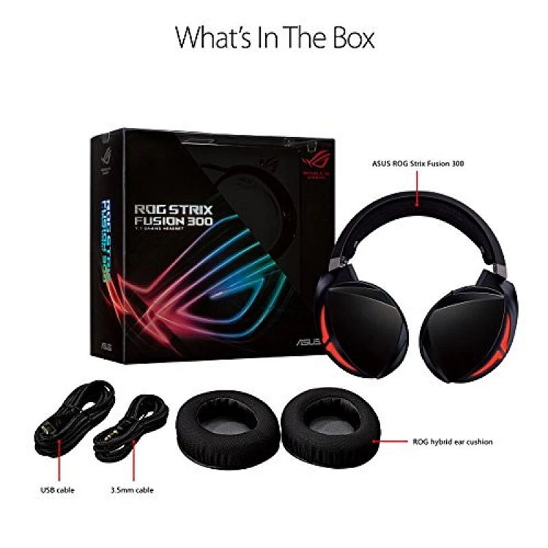 ASUS ROG Strix Fusion 300 Virtual 7.1 LED Gaming Headset with Microphone for PC/Mobile/Console ASUS ROG Strix Fusion 300 Virtual 7.1 LED Gaming Headset with Microphone for PC/Mobile/Console