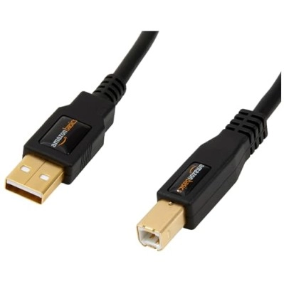 AmazonBasics USB 2.0 Cable - A-Male to B-Male for Personal Computer, Printer - 6 Feet (1.8 Meters)- Black AmazonBasics USB 2.0 Cable - A-Male to B-Male for Personal Computer, Printer - 6 Feet (1.8 Meters)- Black