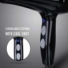 Ikonic 2500+ Professional Hair Dryer, Black, 2500W with Powerful AC motor, 2 speed and 3 heat settings with Cool shot, 2 Interchangeable Nozzles, Hang up loop, Control Frizz, All Hair Type
