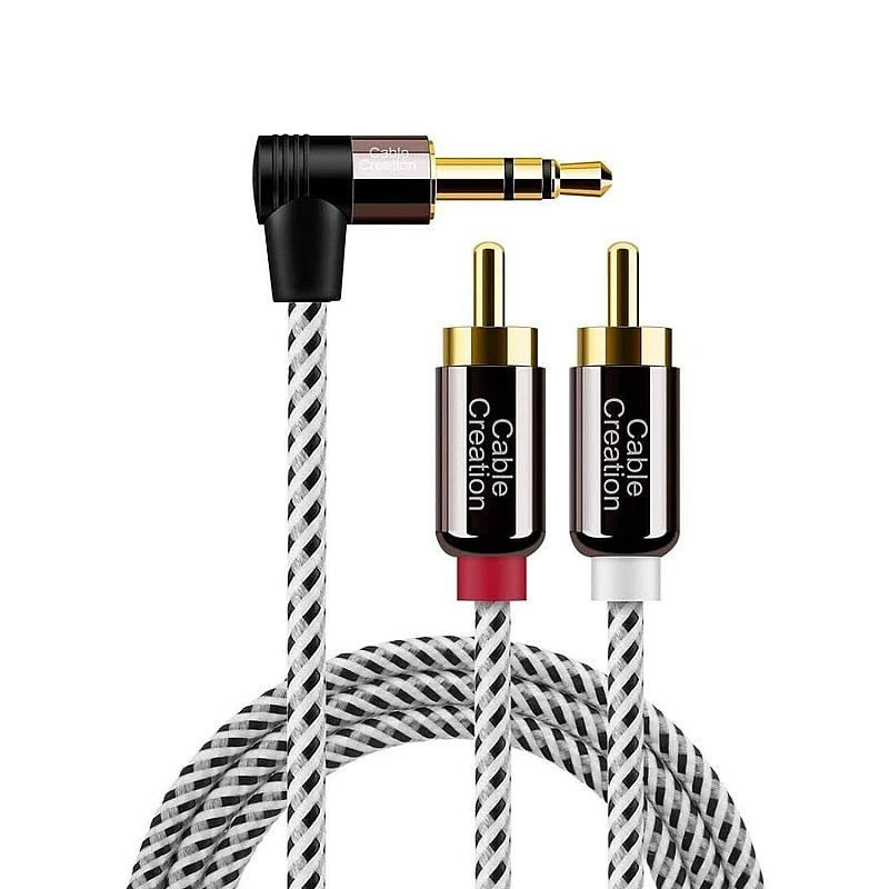 CableCreation 3.5mm to RCA Cable, Angle 3.5mm Male to 2RCA Male Auxiliary Stereo Audio Y Splitter Gold-Plated,1.6ft/0.5m CableCreation 3.5mm to RCA Cable, Angle 3.5mm Male to 2RCA Male Auxiliary Stereo Audio Y Splitter Gold-Plated,1.6ft/0.5m
