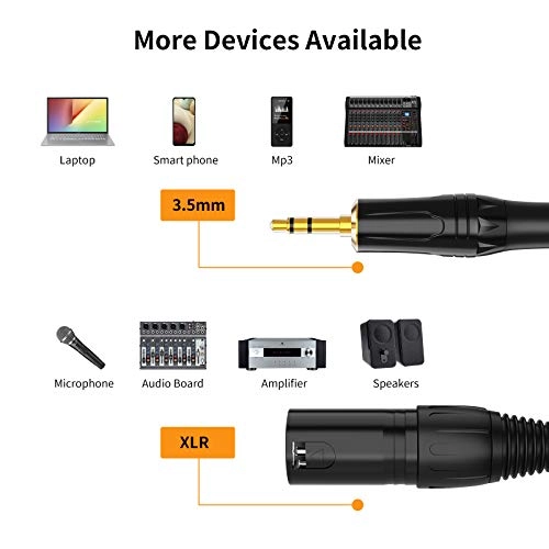 CableCreation 3.5mm to XLR Male, 3-Pole TRS Stereo Male to XLR Male Cable Compatible with iPhone, iPod, Tablet, Laptop and More, Black 10 Feet/3M CableCreation 3.5mm to XLR Male, 3-Pole TRS Stereo Male to XLR Male Cable Compatible with iPhone, iPod, Tablet, Laptop and More, Black 10 Feet/3M