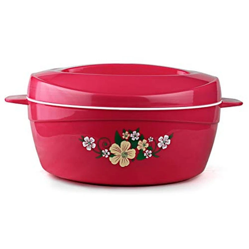 Cello Roti Plus Plastic Floral Casserole with Lid Locks in the cold & heat for long Casserole 2.5 L, Pink Cello Roti Plus Plastic Floral Casserole with Lid Locks in the cold & heat for long Casserole 2.5 L, Pink