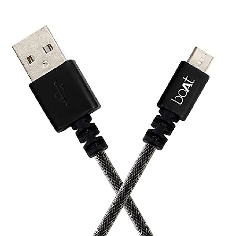 boAt Micro USB 500 Tangle-free, Sturdy Micro USB Cable with 2.4A Fast Charging & 480mbps Data Transmission 1.5m Length Black) boAt Micro USB 500 Tangle-free, Sturdy Micro USB Cable with 2.4A Fast Charging & 480mbps Data Transmission 1.5m Length Black)