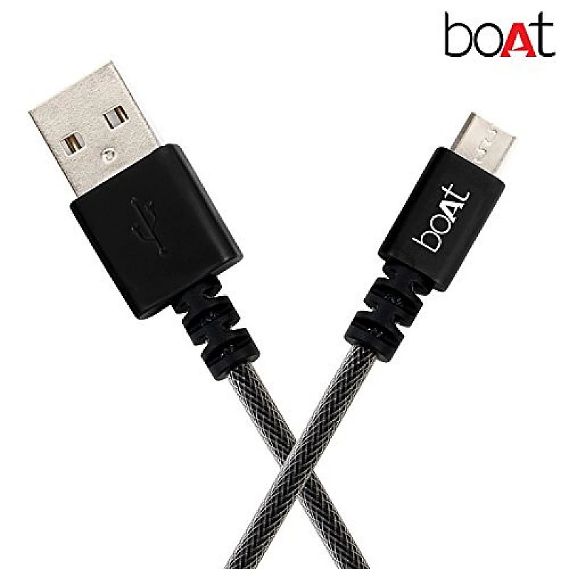 boAt Micro USB 500 Tangle-free, Sturdy Micro USB Cable with 2.4A Fast Charging & 480mbps Data Transmission 1.5m Length Black) boAt Micro USB 500 Tangle-free, Sturdy Micro USB Cable with 2.4A Fast Charging & 480mbps Data Transmission 1.5m Length Black)