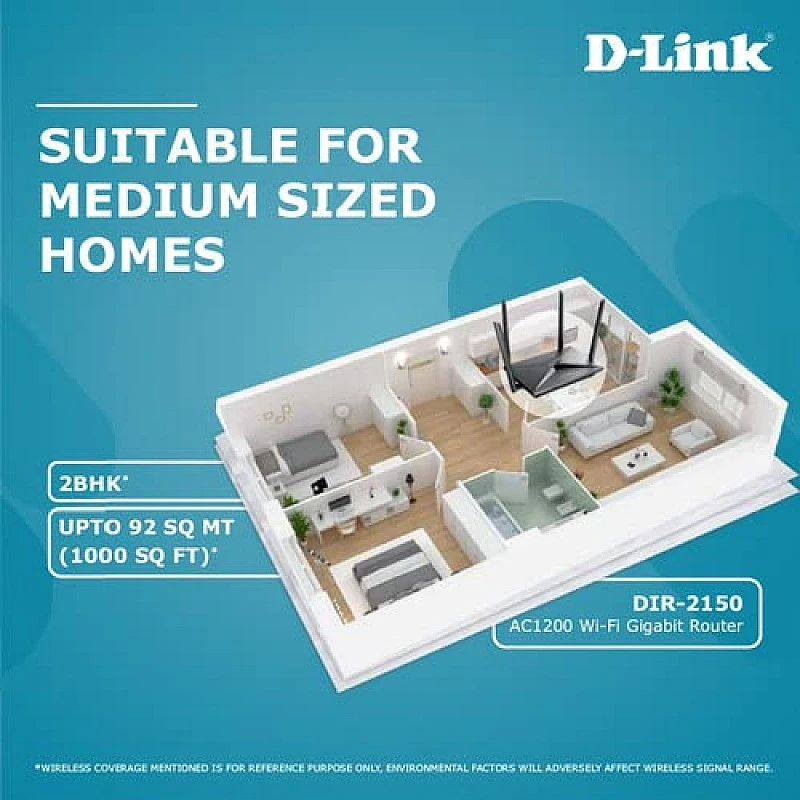 D-Link DIR-2150 AC2100 Mbps MU-MIMO Dual Band Wi-Fi Router, 5 Gigabit Ports, 4 External Antenna Black D-Link DIR-2150 AC2100 Mbps MU-MIMO Dual Band Wi-Fi Router, 5 Gigabit Ports, 4 External Antenna Black