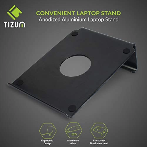 Tizum Anodised Aluminium Laptop Stand with Steady Ergonomics (Black)