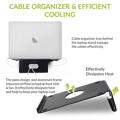 Tizum Anodised Aluminium Laptop Stand with Steady Ergonomics (Black)