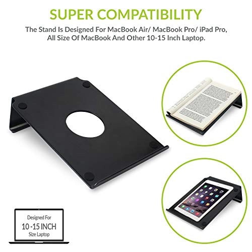 Tizum Anodised Aluminium Laptop Stand with Steady Ergonomics (Black)