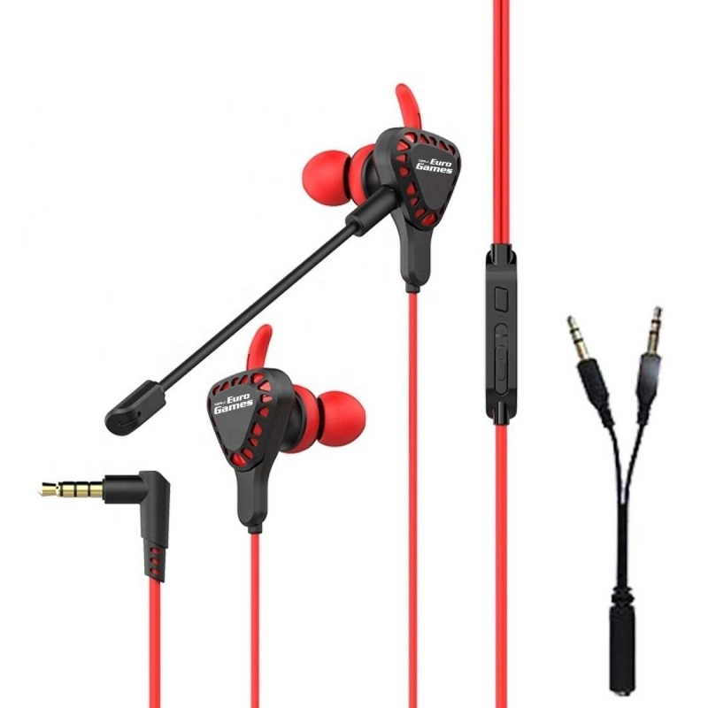 RPM Euro Games Wired in Ear Gaming Earphones with Mic for Mobile Phones, Pc, Ps4, Xbox One, Nintendo Switch - (Red)