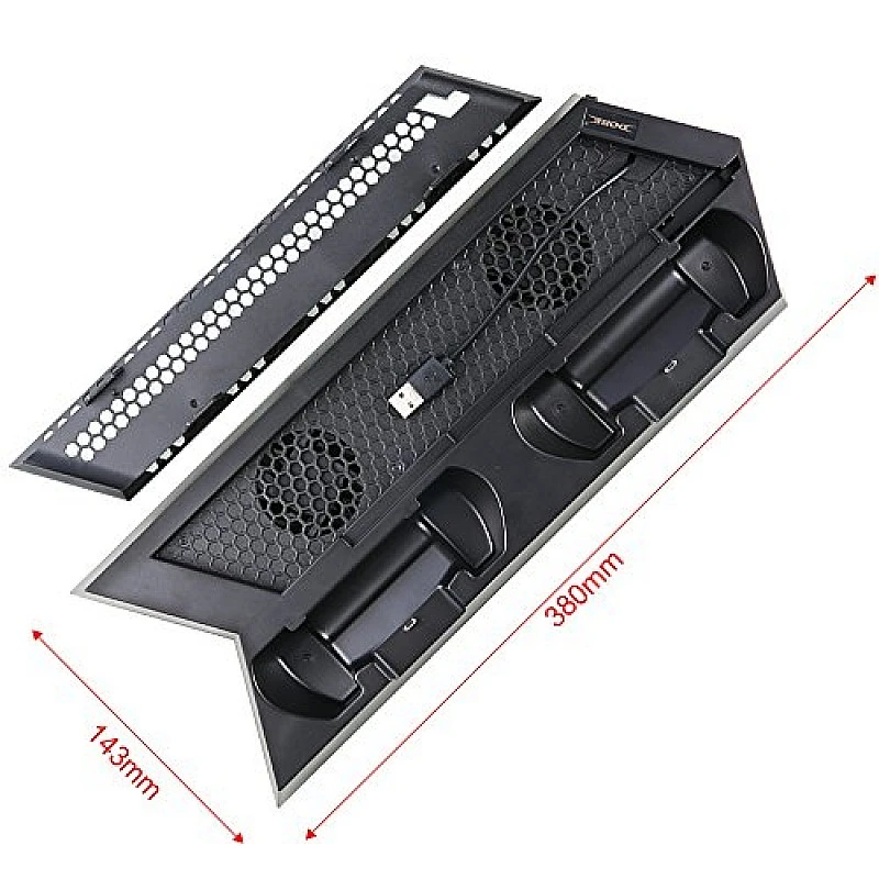New World Vertical Stand with Cooling Fan Dual Charger Charging Dock for PS4 New World Vertical Stand with Cooling Fan Dual Charger Charging Dock for PS4
