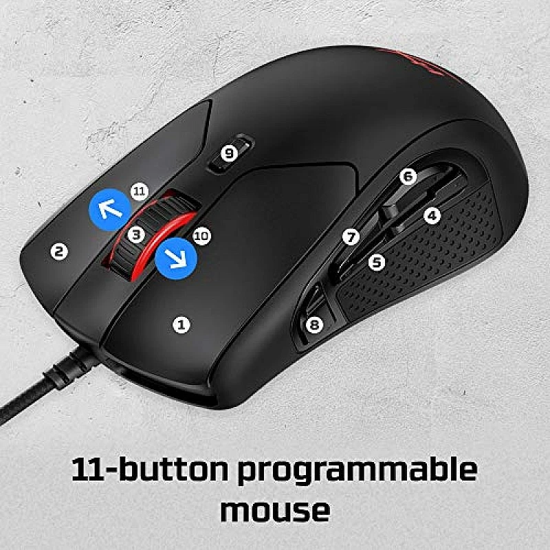 HyperX Pulsefire Surge RGB Wired Optical USB Gaming Mouse, Pixart 3389 Sensor up to 16000 DPI, Ergonomic, 6 Programmable Buttons - Black (HX-MC002B) HyperX Pulsefire Surge RGB Wired Optical USB Gaming Mouse, Pixart 3389 Sensor up to 16000 DPI, Ergonomic, 6 Programmable Buttons - Black (HX-MC002B)