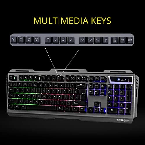 Zebronics Transformer Gaming Keyboard and Mouse Combo,Braided Cable,Durable Al body,Multimedia keys and Sensor with 3200 DPI(Black)