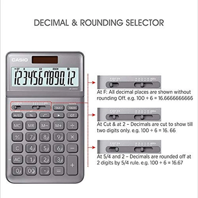 Casio JW-200SC-GY Premium & Stylish Calculator (Grey) Casio JW-200SC-GY Premium & Stylish Calculator (Grey)