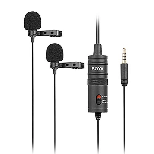 AIRTREE BY-M1DM Dual Lavalier Mic, 13ft Cable for Cameras