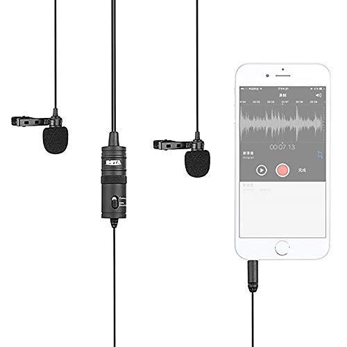 AIRTREE BY-M1DM Dual Lavalier Mic, 13ft Cable for Cameras