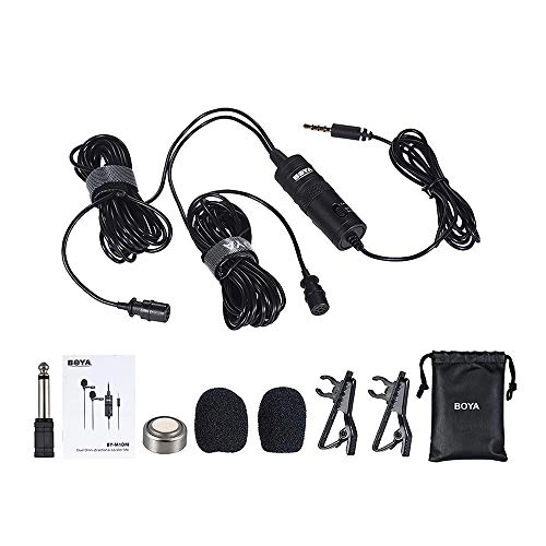 AIRTREE BY-M1DM Dual Lavalier Mic, 13ft Cable for Cameras