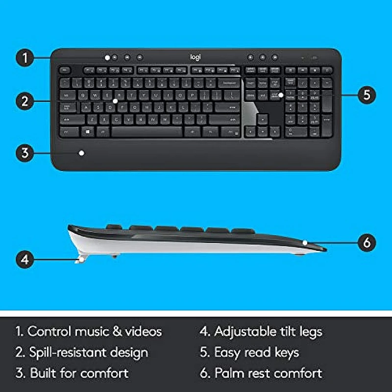 Logitech MK540 Wireless Keyboard and Mouse Combo for Windows, 2.4 GHz Wireless with Unifying USB-Receiver Logitech MK540 Wireless Keyboard and Mouse Combo for Windows, 2.4 GHz Wireless with Unifying USB-Receiver