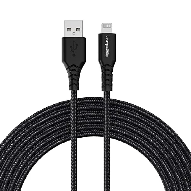 AmazonBasics USB A to Lightning PVC Molded Nylon MFi Certified Charging Cable (Black, 1.2 meter) AmazonBasics USB A to Lightning PVC Molded Nylon MFi Certified Charging Cable (Black, 1.2 meter)