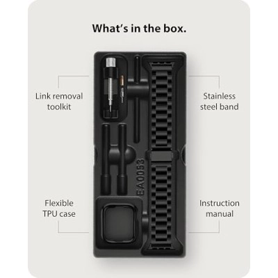 Fullmosa Compatible Apple Watch Band 42mm 44mm 45mm 38mm 40mm 41mm, Stainless Steel Black (Watch not Included) Fullmosa Compatible Apple Watch Band 42mm 44mm 45mm 38mm 40mm 41mm, Stainless Steel Black (Watch not Included)