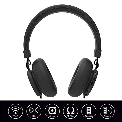 Ant Audio Treble 900 On -Ear HD Bluetooth Headphones with Mic (Carbon Black)