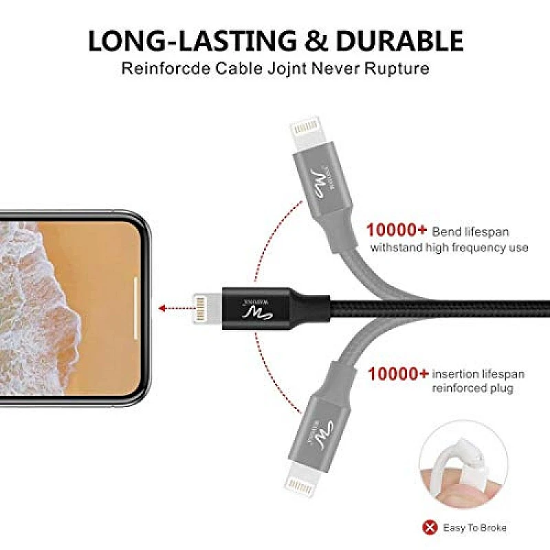 Wayona Nylon Braided (2 Pack) USB Syncing and Charging Cable sync and Charging Cable for Iphone, Ipad, (3 FT Pack of 2)