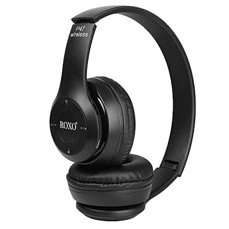 ROXO P47 Wireless Bluetooth Portable Sports Headphones with Microphone, Stereo Fm,Memory Card Support (Black) ROXO P47 Wireless Bluetooth Portable Sports Headphones with Microphone, Stereo Fm,Memory Card Support (Black)