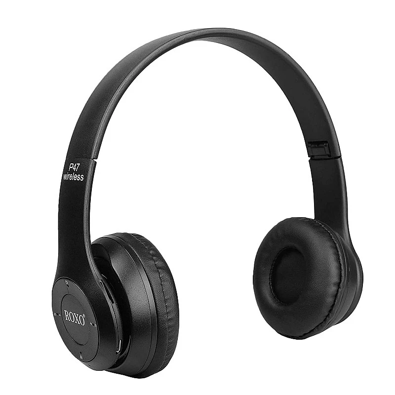ROXO P47 Wireless Bluetooth Portable Sports Headphones with Microphone, Stereo Fm,Memory Card Support (Black) ROXO P47 Wireless Bluetooth Portable Sports Headphones with Microphone, Stereo Fm,Memory Card Support (Black)