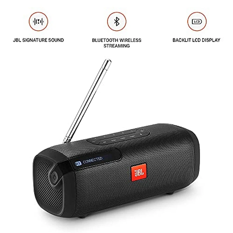 JBL Tuner by HarmanPortable Bluetooth Speaker with FM Radio, 8 Hours Playtime (Black) JBL Tuner by HarmanPortable Bluetooth Speaker with FM Radio, 8 Hours Playtime (Black)